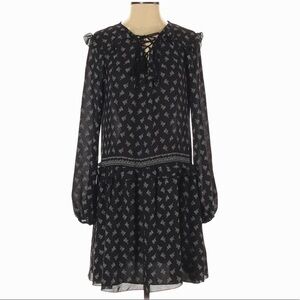 Maxi Studio Black Floral Lace-Up Tassel Mini Dress